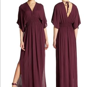 Lovestitch Short Kimono Sleeve Purple V-Neck Dress for SummerCasual Maxi S / M